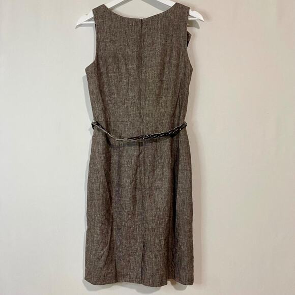 AGB Women’s Midi Business Ruffle Front Scoop Neck Dress Brown Size 6 EUC - Picture 9 of 10